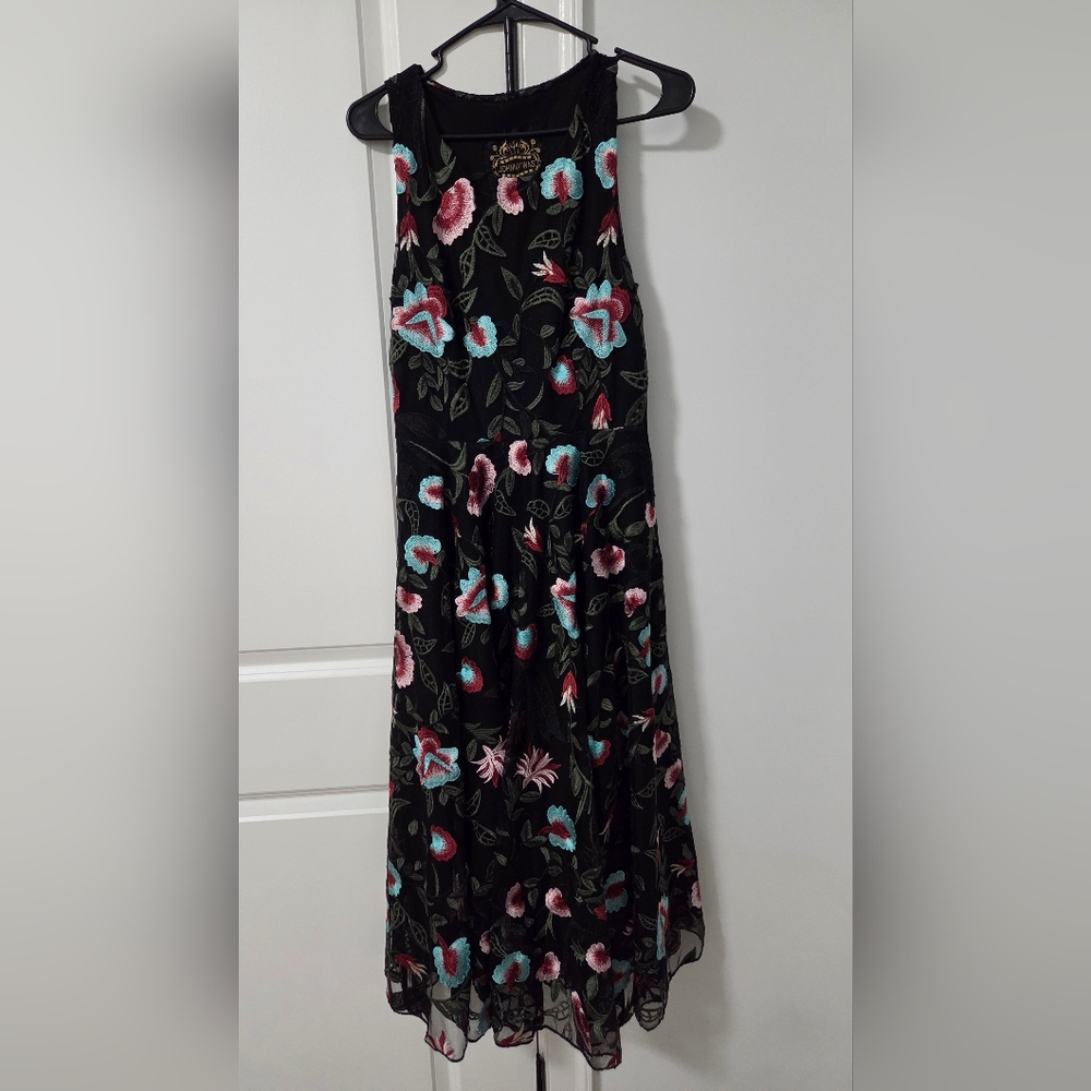 Johnny Was Black Dress with Colorful Floral Design - Picture 3 of 15
